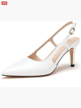 Women's Slingback Kitten Heels Pointed Toe Stiletto Ankle Strap Dress Pumps